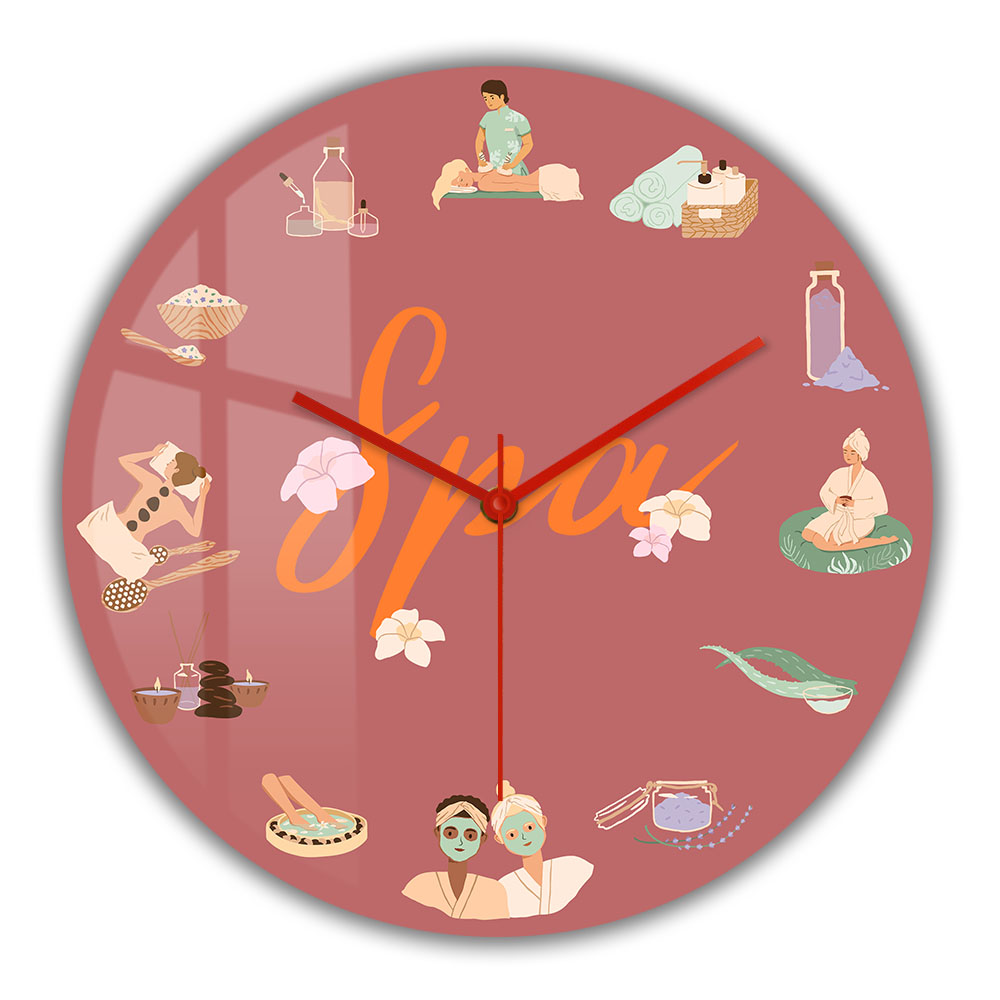 Spa Wellness Salon - Orologio da Parete Silenzioso al Quarzo