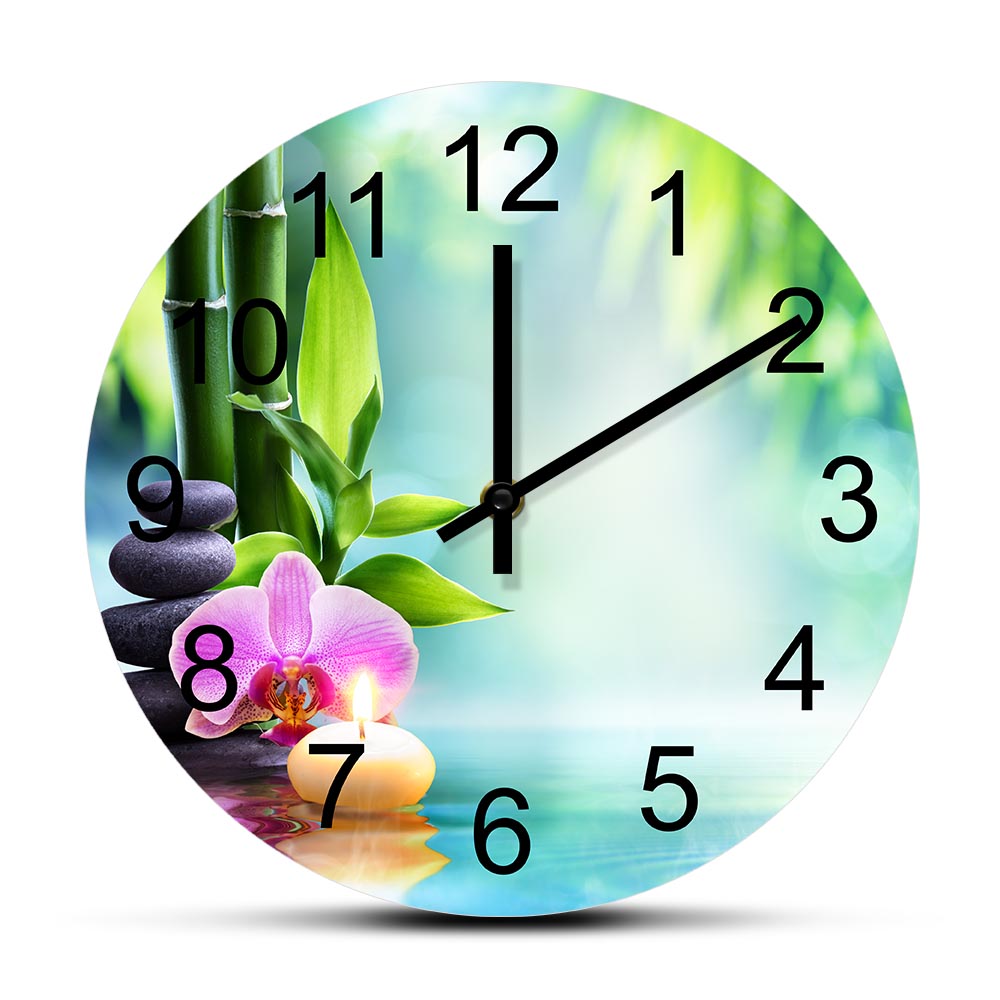 Spa Wellness Salon - Orologio da parete silenzioso con pietre